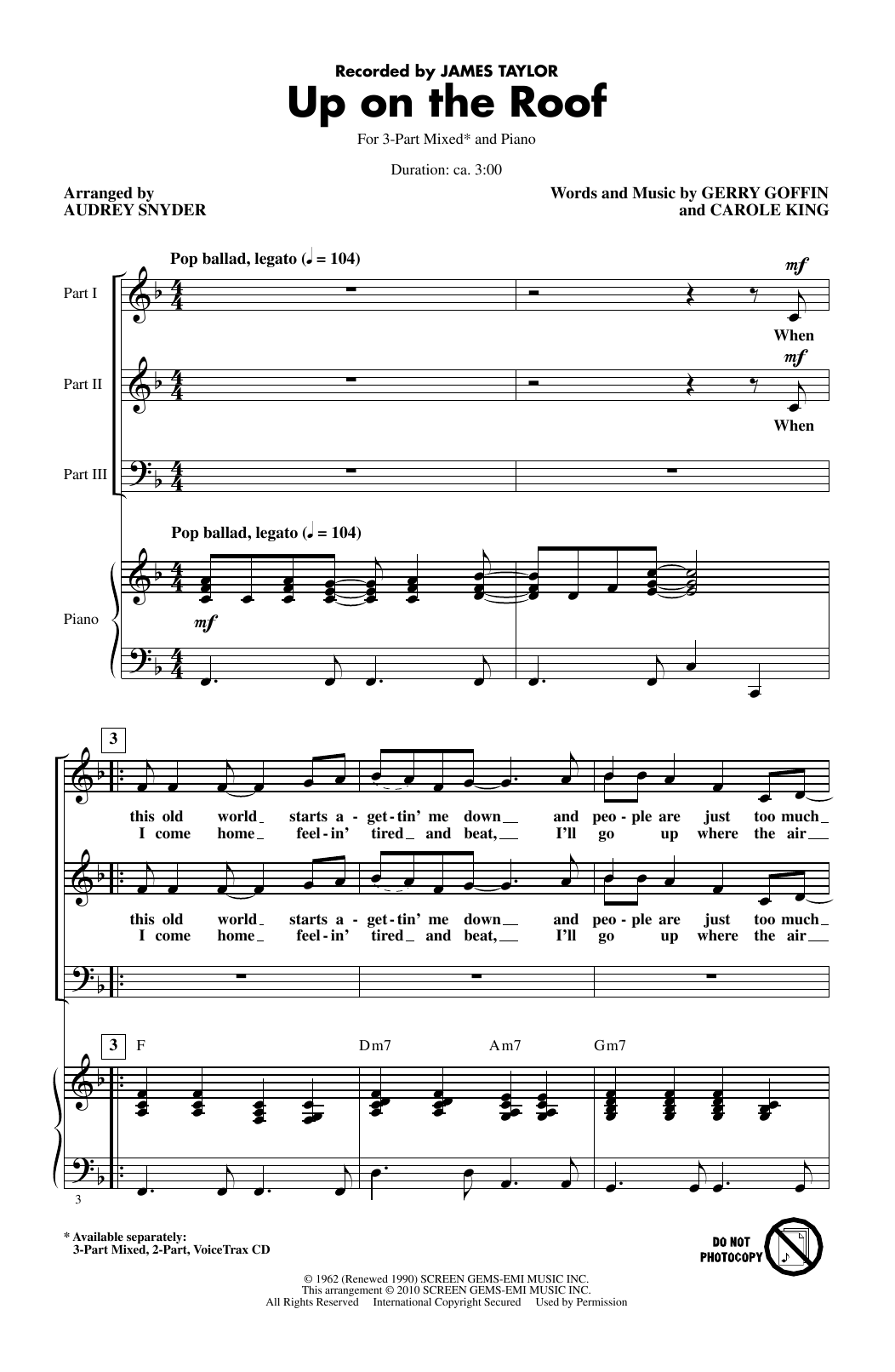 Produktbild zu: Up On The Roof (arr. Audrey Snyder)