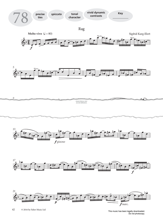 gallery: Study No.78 'Rag' (from 'More Graded Studies For Saxophone Book Two'), Sigfrid Karg-Elert, Saxophon