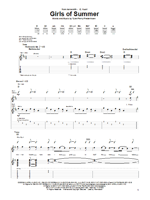 Produktgalerie: Seite 1 von 1 Girls Of Summer, Aerosmith, Gitarre