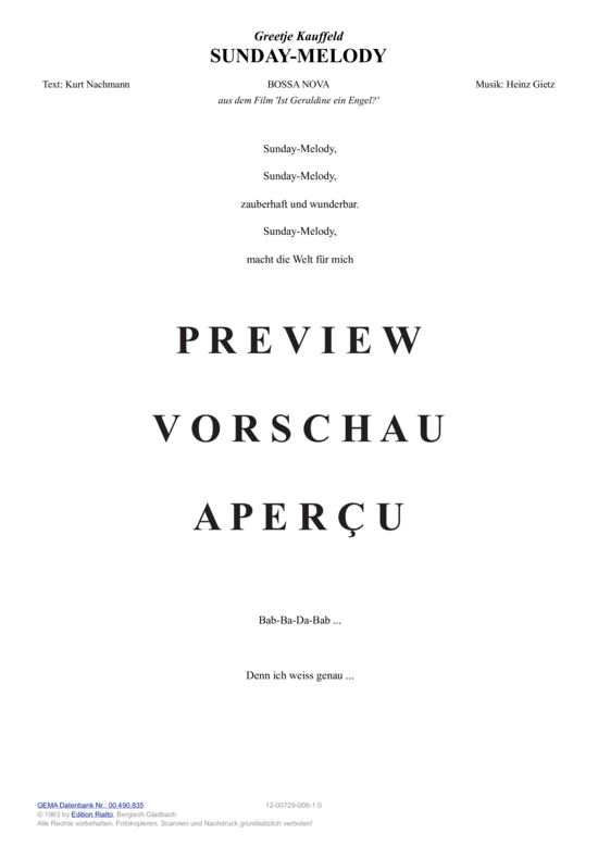 Produktgalerie: Seite 14 von 15 Sunday-Melody , Kauffeld, Greetje, (Melodie-Stimmen in C/B/Es)