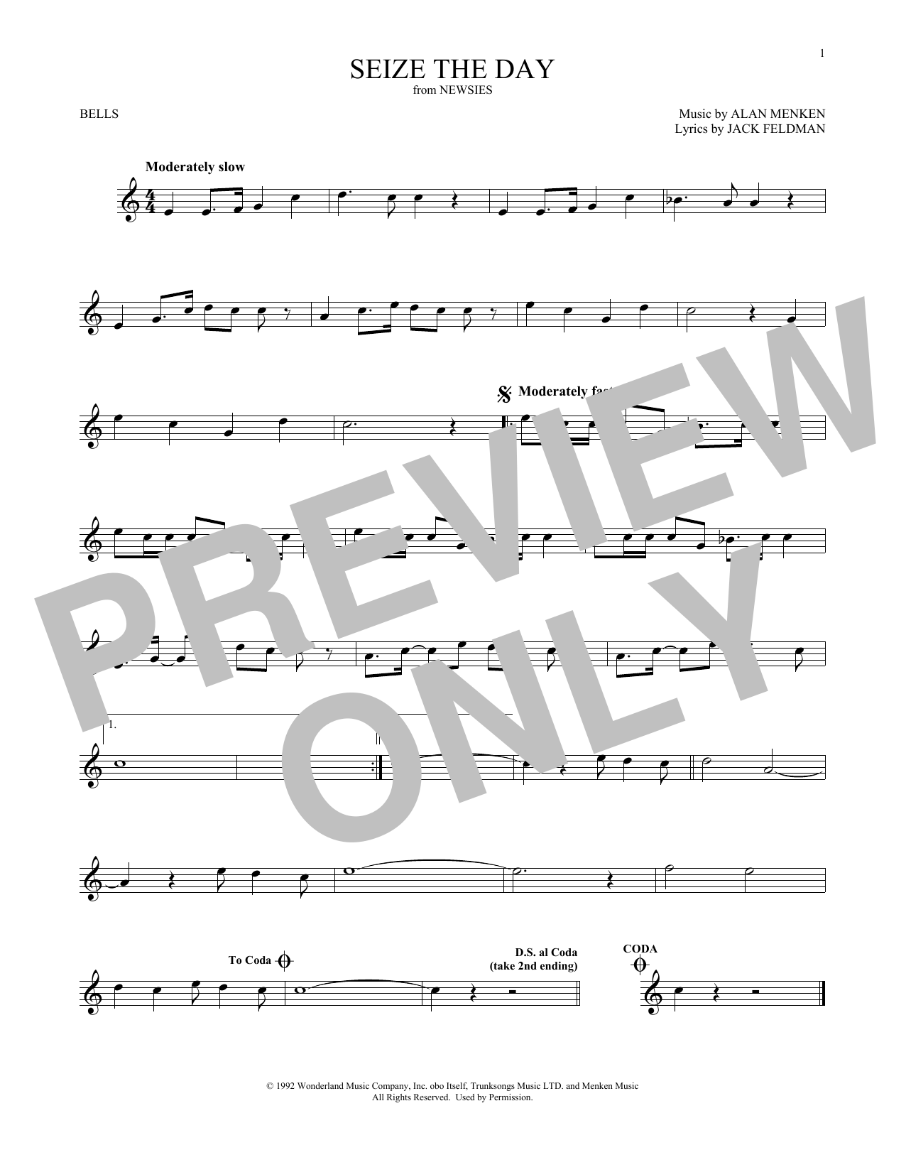 Produktgalerie: Seite 1 von 1 Seize The Day (from Newsies), Alan Menken & Jack Feldman, Percussion