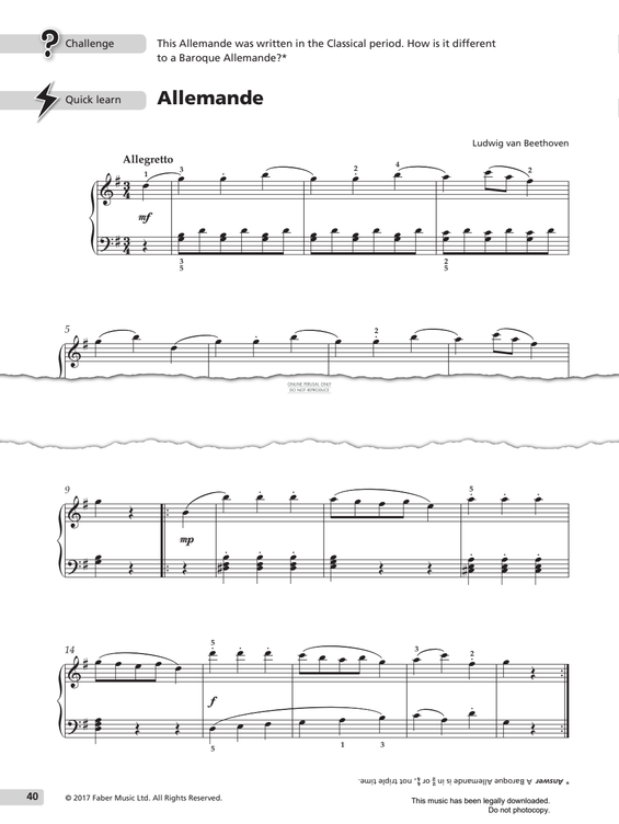 Product gallery: Page 1 of 1 Allemande, Ludwig van Beethoven