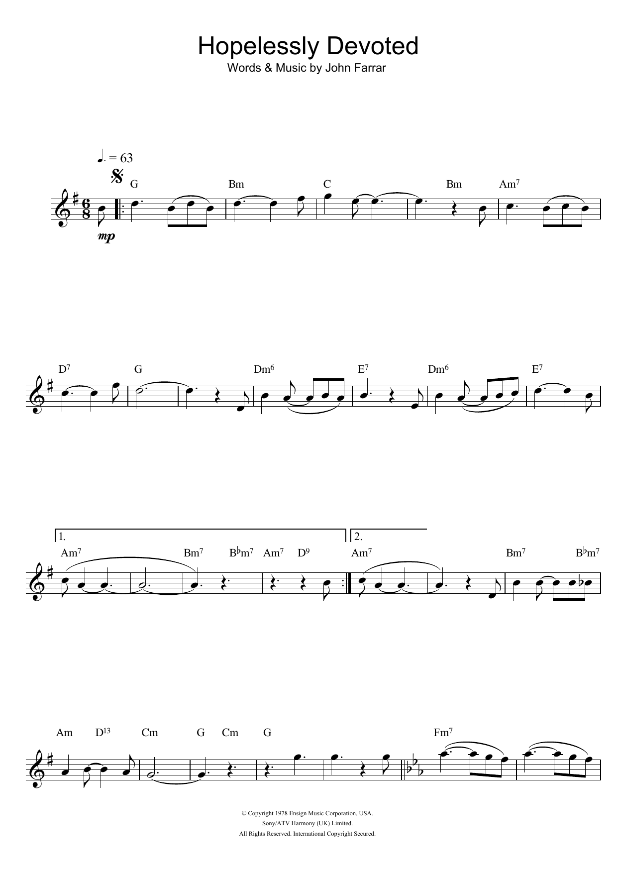 Product gallery: Page 1 of 1 Hopelessly Devoted To You (from Grease), Olivia Newton-John