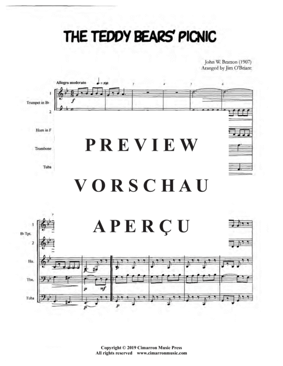 Produktgalerie: Seite 5 von 21 The Teddy Bear´s Picnic , , (Blechbläser Quintett)