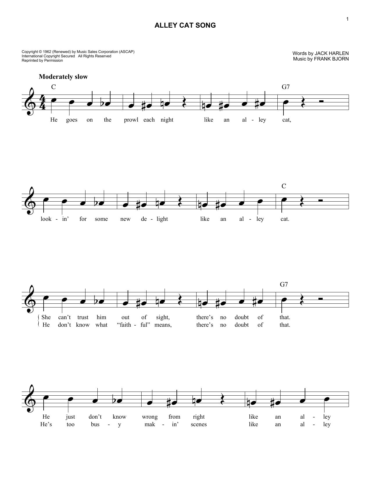 Product gallery: Page 1 of 1 Alley Cat Song, Frank Bjorn