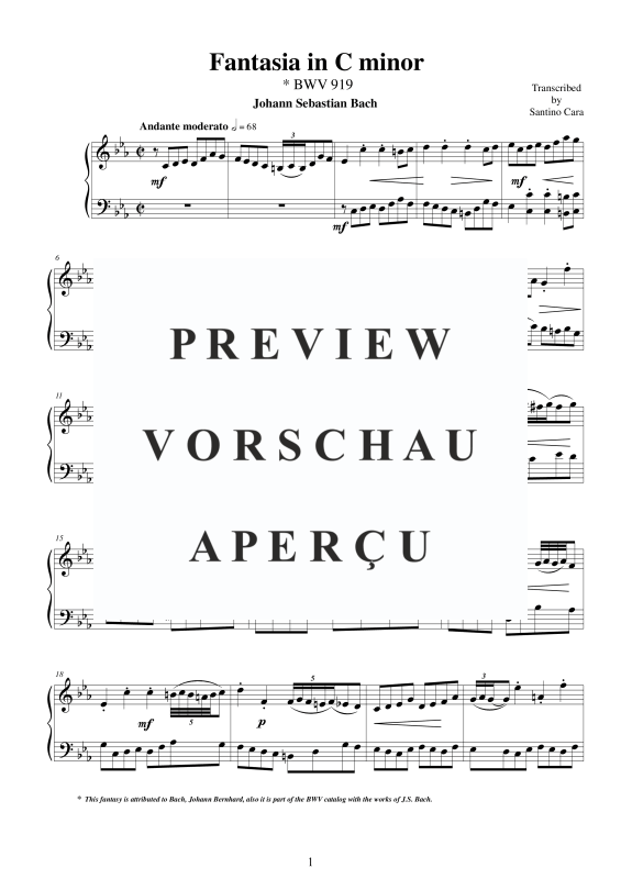 Produktgalerie: Seite 2 von 3 Fantasia in C-Moll BWV 919, , Klavier Solo