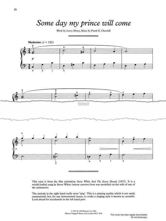 Produktgalerie: Seite 1 von 1 Some Day My Prince Will Come, Frank Churchill, Klavier