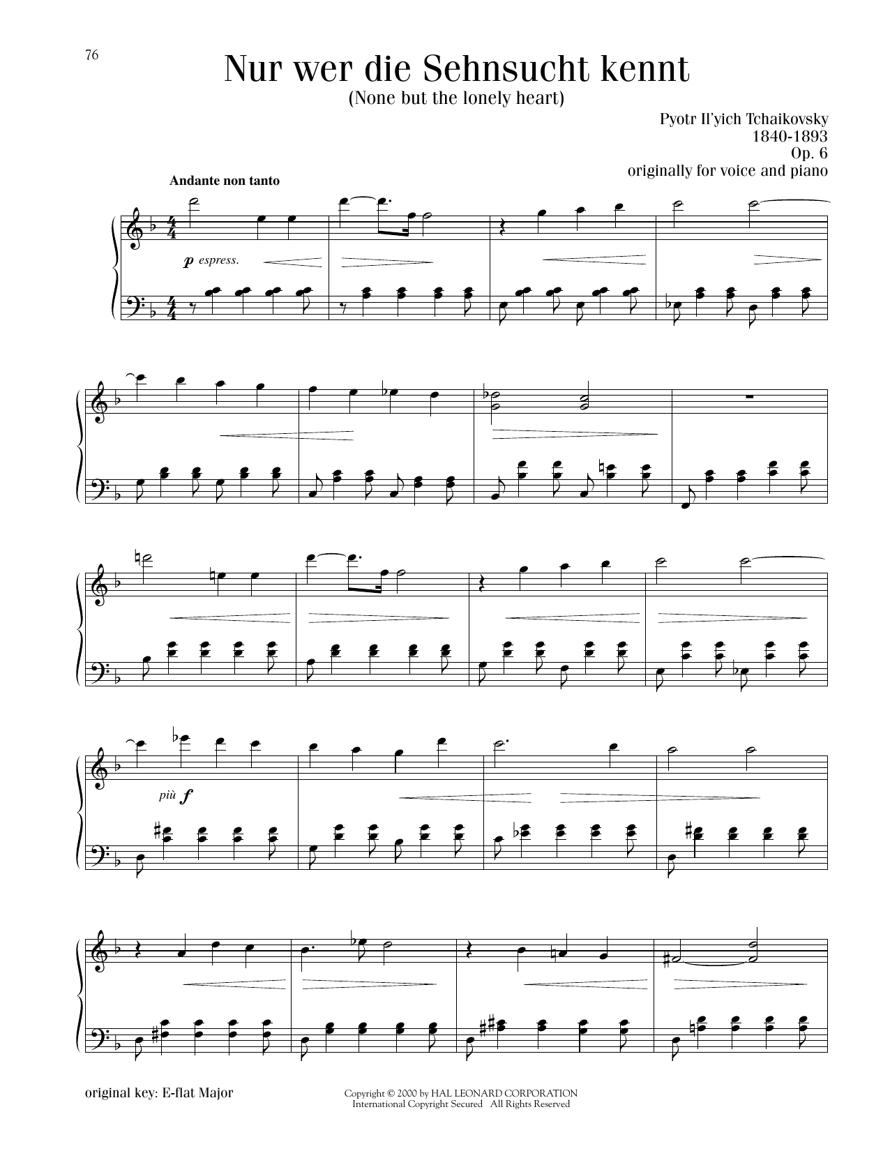 Produktbild zu: None But The Lonely Heart (Nur Wer Die Sehnsucht Kennt), Op. 6