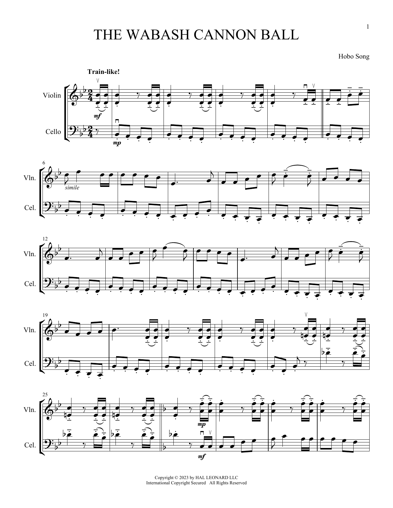 Produktgalerie: Seite 1 von 1 The Wabash Cannon Ball (arr. Michelle Hynson), Hobo Song