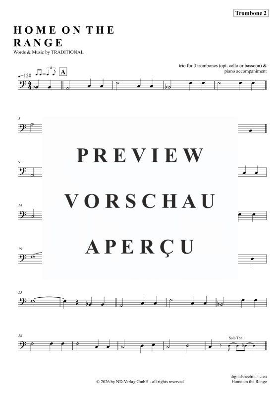 gallery: Home On The Range, American Folk Song, (Posaunen Trio + Klavier)