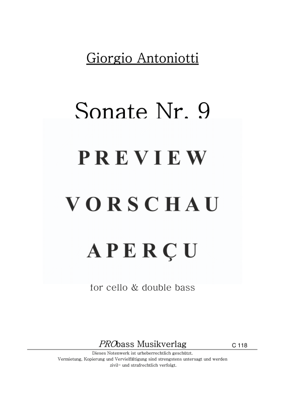 Produktgalerie: Seite 2 von 9 Sonata Nr. 9 c-moll op. 1, , Cello und Kontrabass