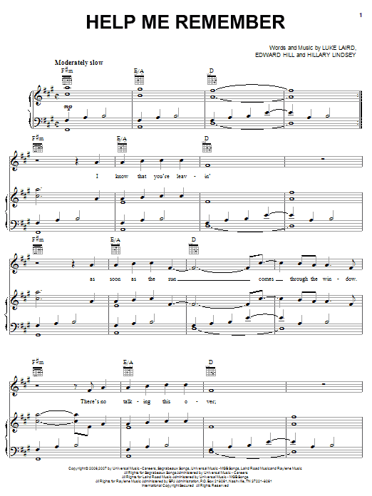 Produktgalerie: Seite 1 von 1 Help Me Remember, Rascal Flatts, Gesang, Gitarre, Klavier