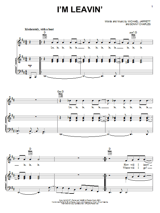 Produktgalerie: Seite 1 von 1 I'm Leavin', Elvis Presley, Gesang, Gitarre, Klavier