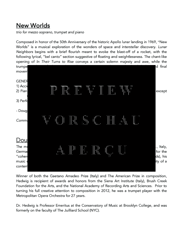 Produktgalerie: Seite 4 von 11 New Worlds, , (Trio Mezzo Sopran, Trompete in C/Flügelhorn und Klavier)