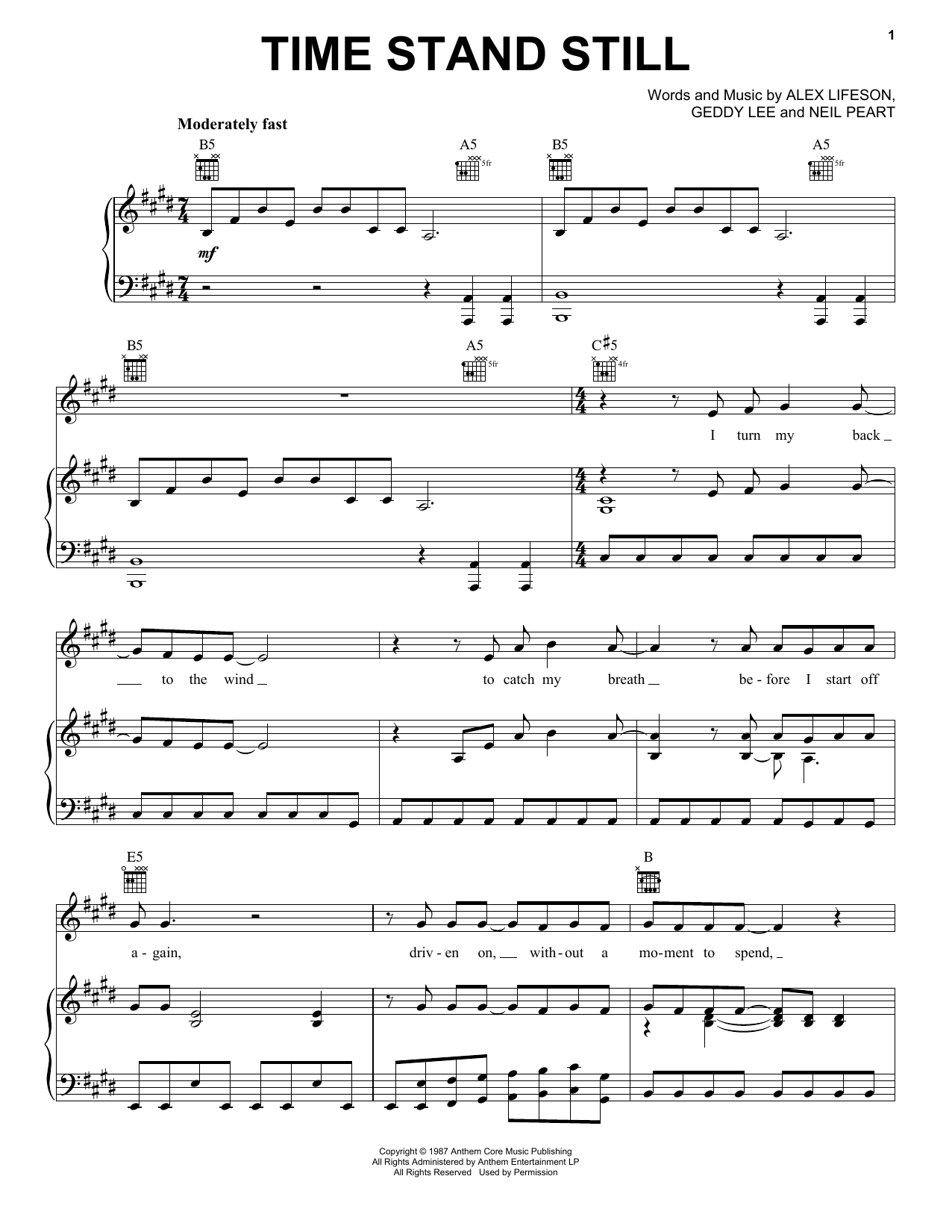 Produktgalerie: Seite 1 von 1 Time Stand Still, Rush, Gesang, Gitarre, Klavier
