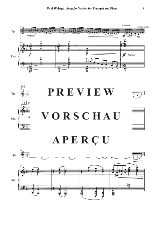 Produktgalerie: Seite 6 von 13 Song for Norbert , , (Trompete in B oder C + Klavier)