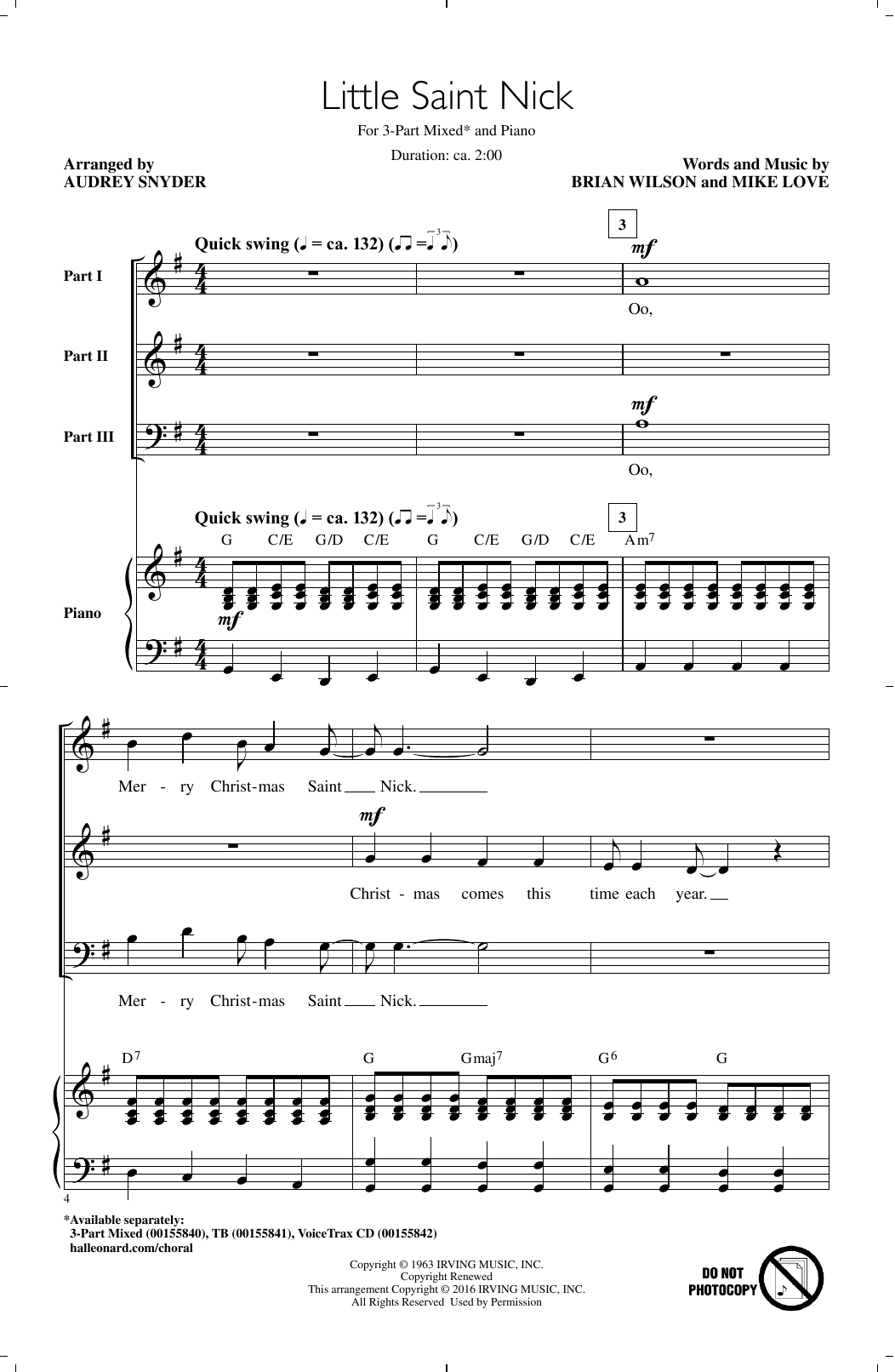 Produktbild zu: Little Saint Nick (arr. Audrey Snyder)