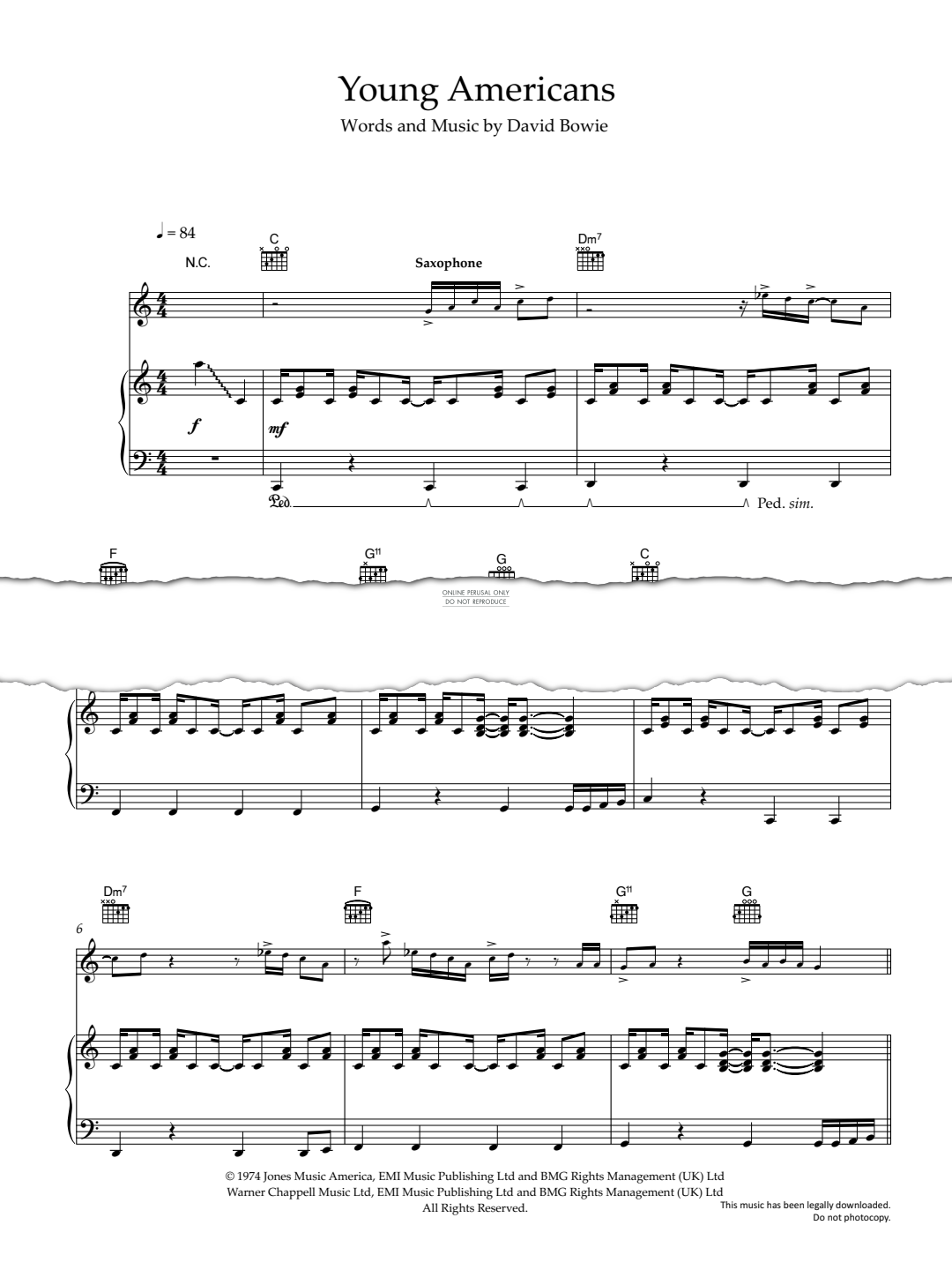 Produktgalerie: Seite 1 von 1 Young Americans, David Bowie, Gesang, Gitarre, Klavier
