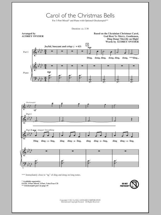 Product gallery: Page 1 of 1 Carol Of The Christmas Bells, Audrey Snyder