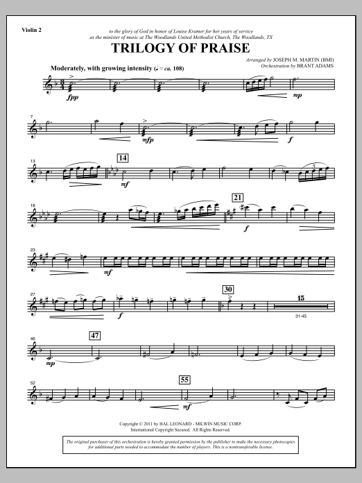 Produktbild zu: Trilogy Of Praise - Violin 2