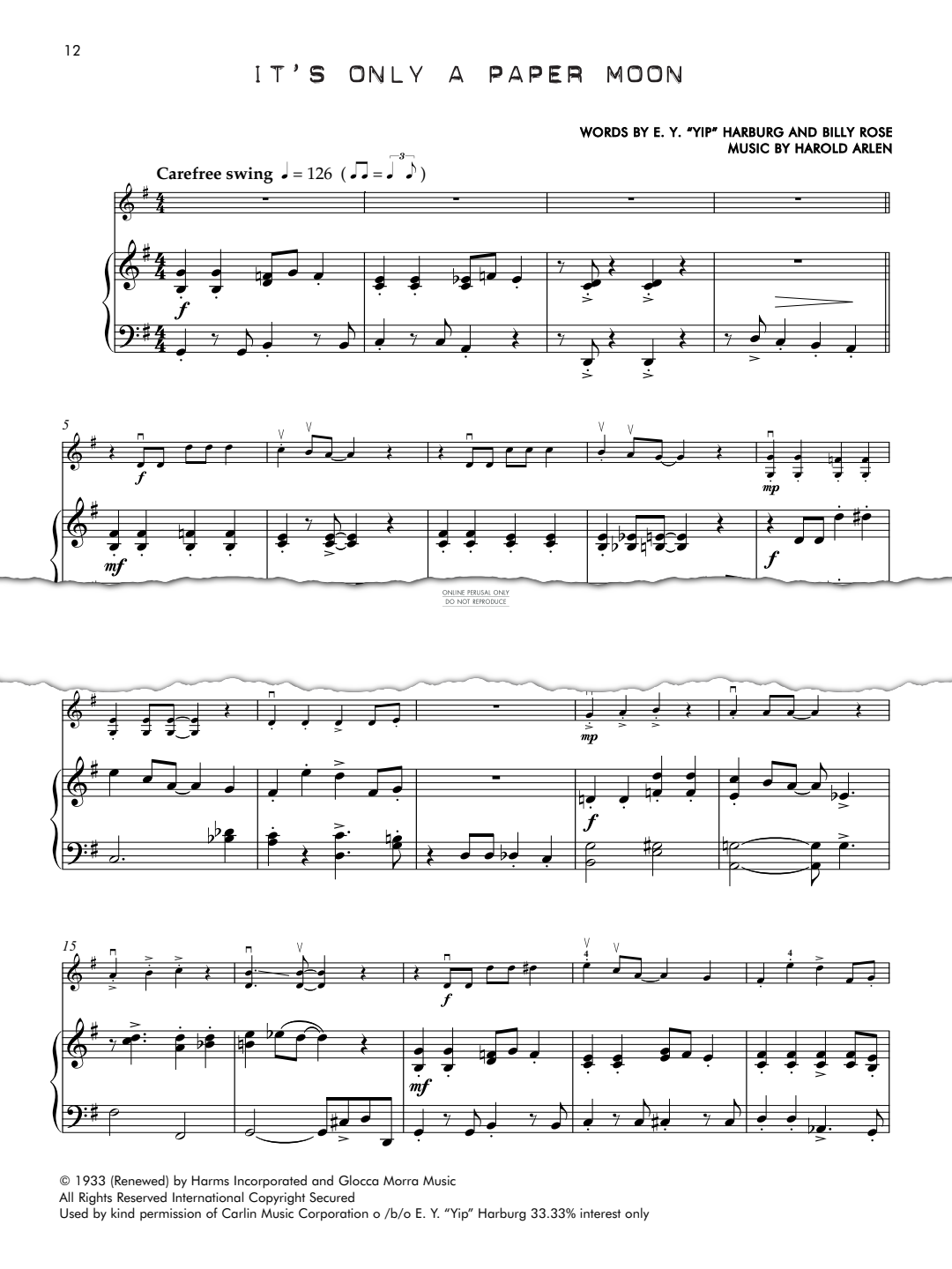 Product gallery: Page 1 of 1 It's Only A Paper Moon, Harold Arlen