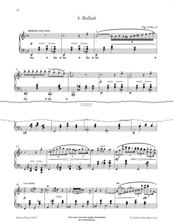 Produktgalerie: Seite 1 von 1 Ballade (from Soirées musicales, Op. 6, No.4), Clara Schumann, Klavier