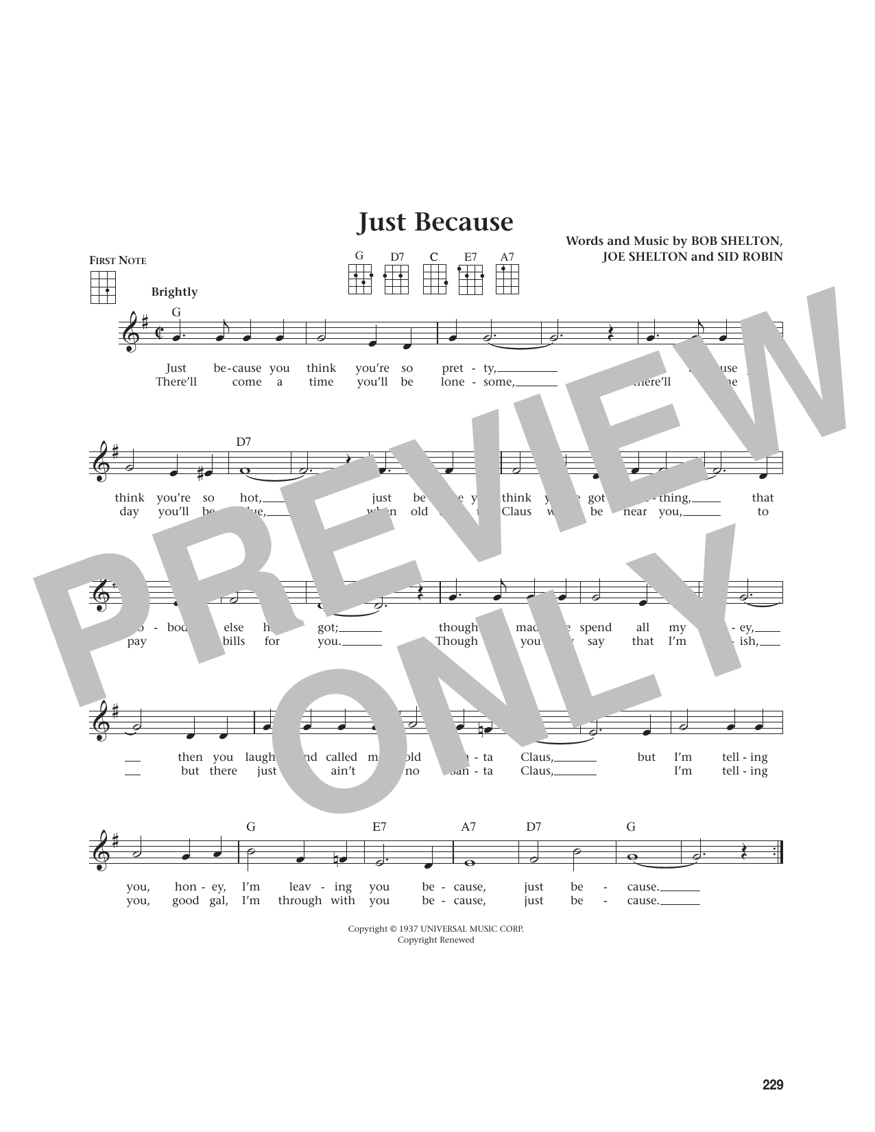 Product gallery: Page 1 of 1 Just Because (from The Daily Ukulele) (arr. Jim Beloff), Frankie Yankovic