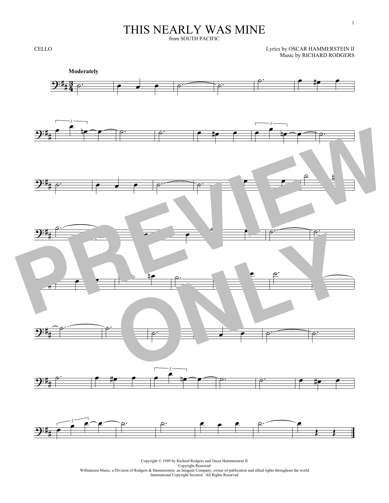 Produktgalerie: Seite 1 von 1 This Nearly Was Mine, Rodgers & Hammerstein, Violoncello