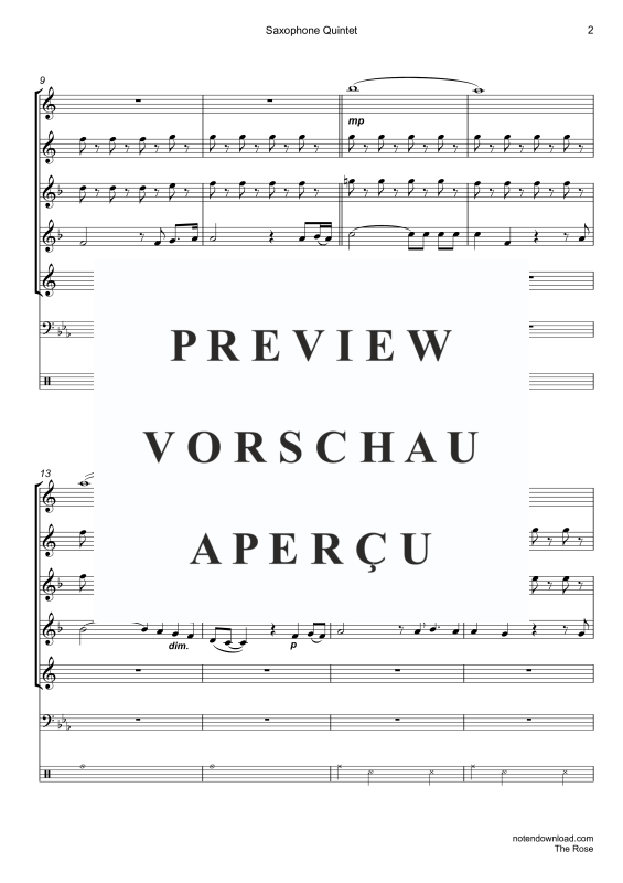 Produktgalerie: Seite 5 von 11 The Rose, Midler, Bette, Saxophon Quintett/Ensemble/Band/Chor - E-Bass & Drum Set opt.
