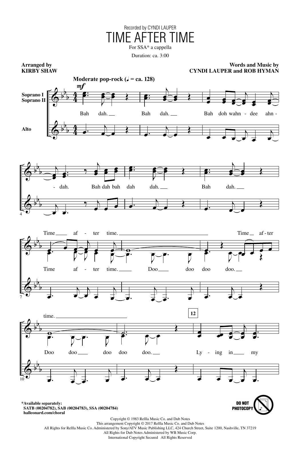 Product gallery: Page 1 of 1 Time After Time (arr. Kirby Shaw), Kirby Shaw