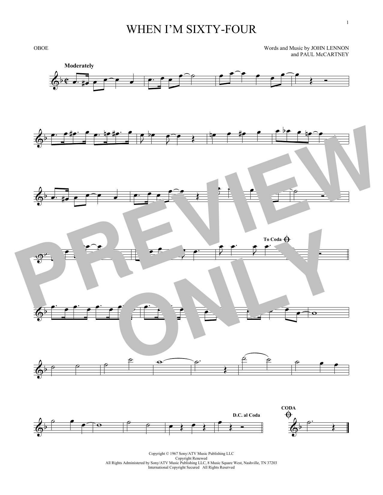 Produktgalerie: Seite 1 von 1 When I'm Sixty-Four, The Beatles, Oboe