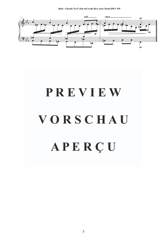 Produktgalerie: Seite 3 von 3 Choral No.37 in F-Moll (Ich ruf zu dir Herr Jesu Christ) BWV 639, , Klavier Solo