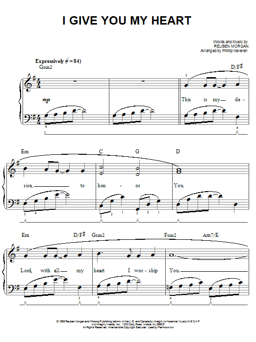 Produktbild zu: I Give You My Heart (arr. Phillip Keveren)