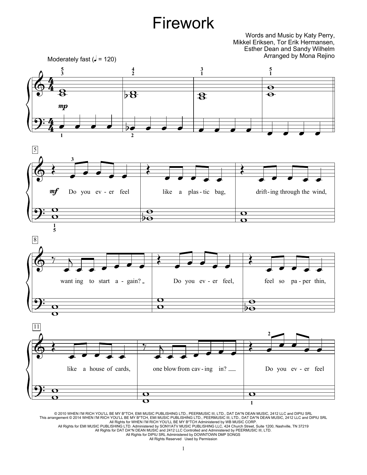 Produktbild zu: Firework (arr. Mona Rejino)