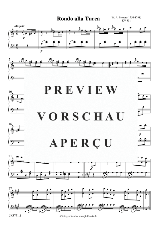 gallery: Rondo alla Turca / KV 331, , (piano solo)