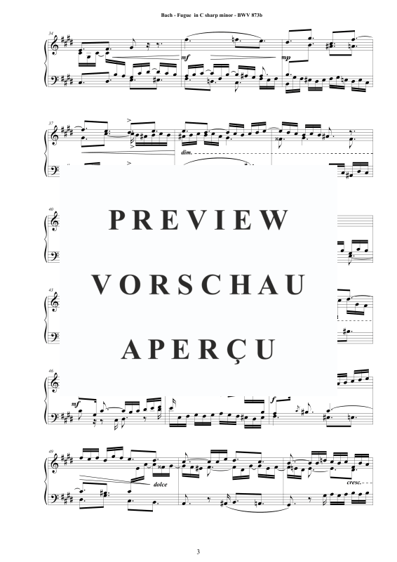Produktgalerie: Seite 4 von 6 Fuge Cis-Moll BWV 873b, , Klavier Solo