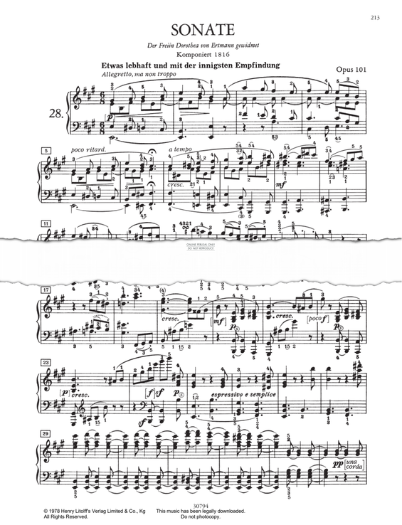 Produktbild zu: Piano Sonata No. 28 In A Major Op.101