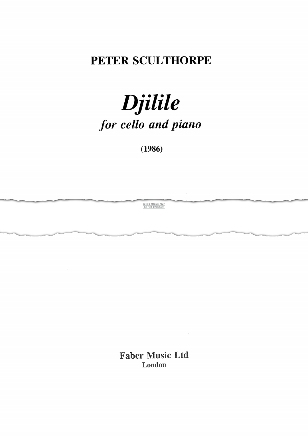 Produktgalerie: Seite 1 von 1 Djilile, Peter Sculthorpe, Klavier, Violoncello