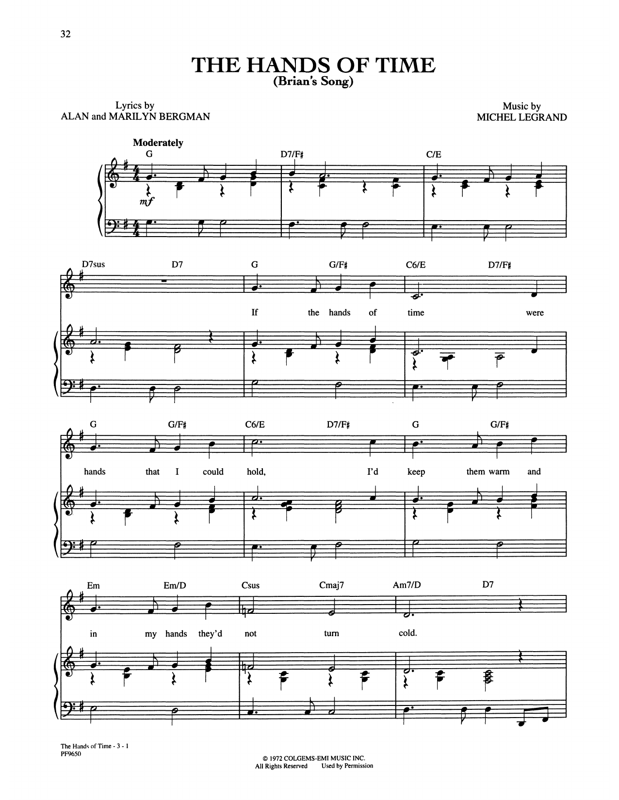 Product gallery: Page 1 of 1 Hands Of Time, Alan and Marilyn Bergman and Michel Legrand