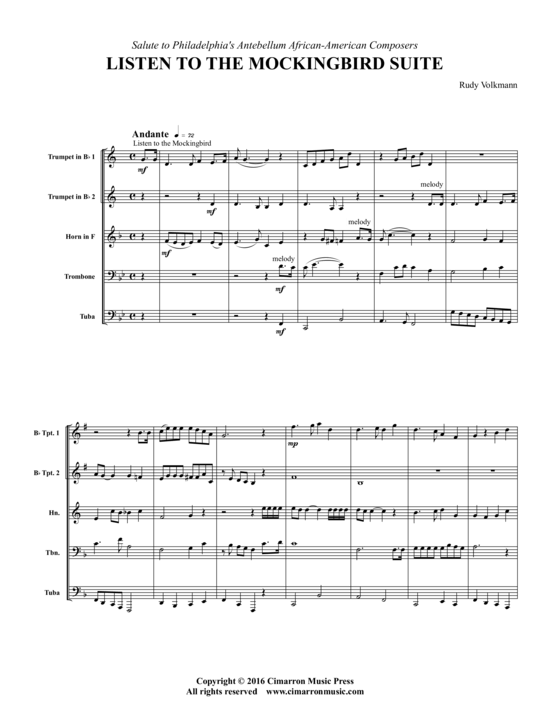 Produktbild zu: Listen to the Mockingbird Suite Rudy Volkmann