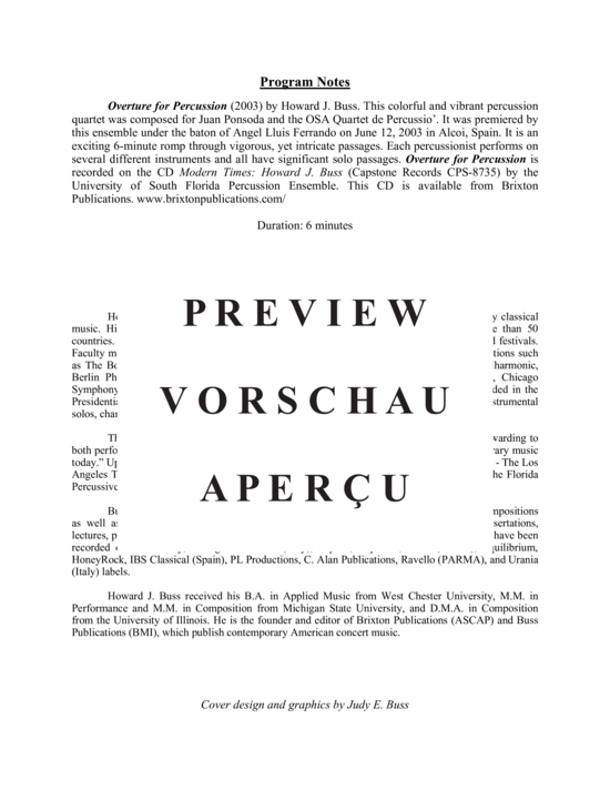Product gallery: Page 3 of 21 Overture for Percussion , , (4 percussionists)