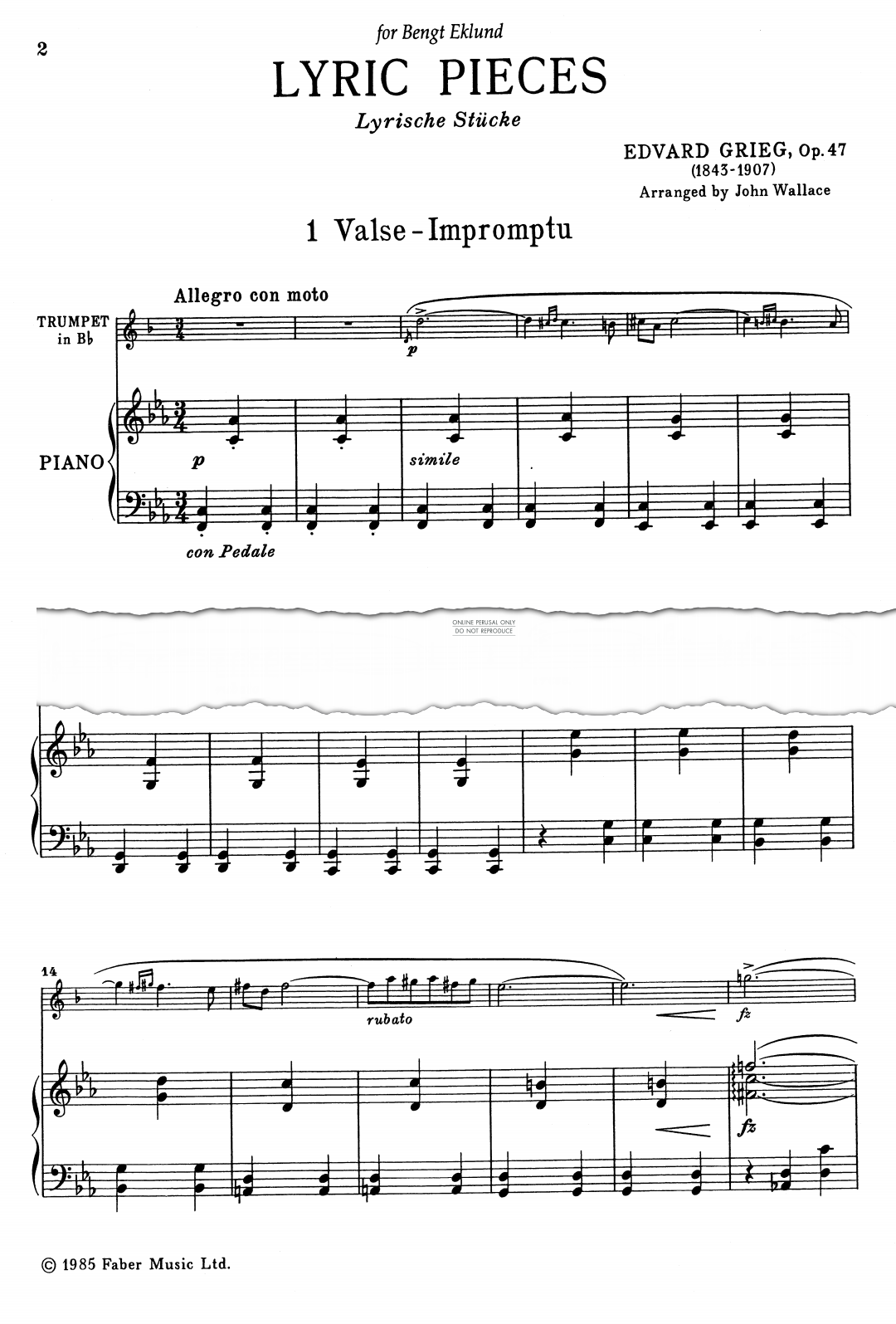 Produktgalerie: Seite 1 von 1 Lyric Pieces Op.47, Edvard Grieg, Klavier, Trompete