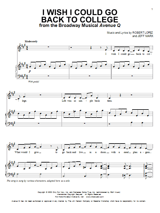 Produktbild zu: I Wish I Could Go Back To College (from Avenue Q)