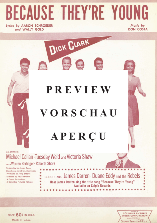 Produktgalerie: Seite 2 von 8 Because They're Young , Soundtrack, Klavier und Gesang