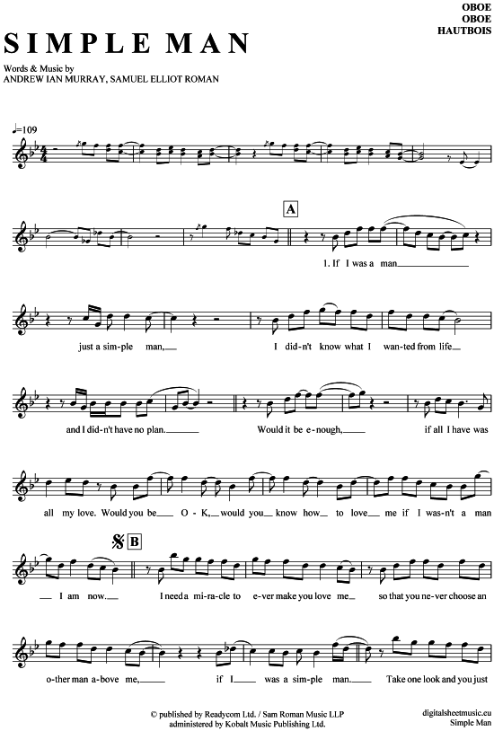 Produktgalerie: Seite 1 von 4 Simple Man , Kümmert, Andreas, (Oboe)