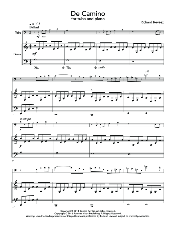 Product gallery: Page 1 of 10 De Camino, , (tuba and piano)