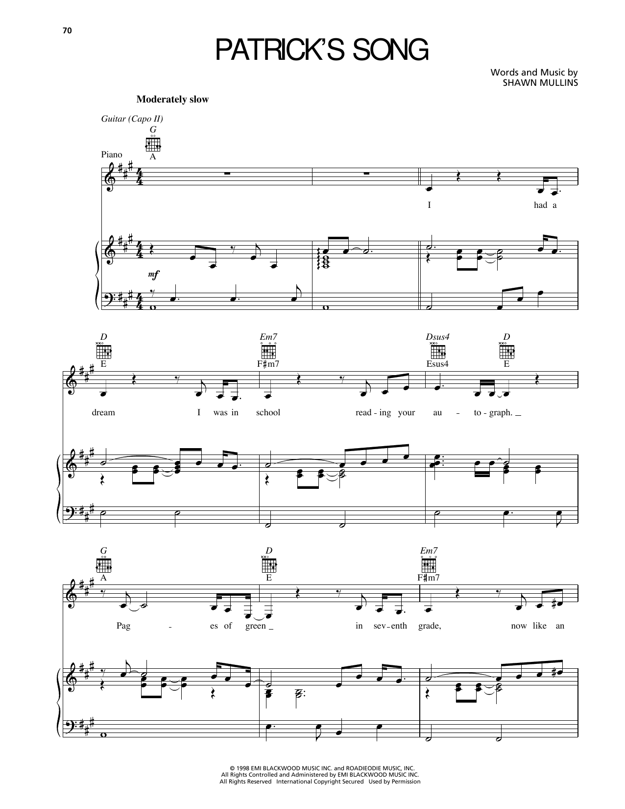 Produktgalerie: Seite 1 von 1 Patrick's Song, Shawn Mullins, Gesang, Gitarre, Klavier