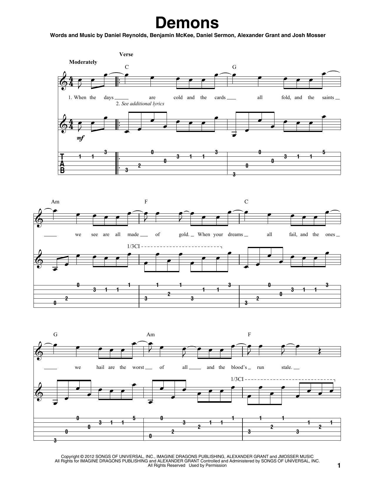 Produktgalerie: Seite 1 von 1 Demons, Imagine Dragons, Gitarre