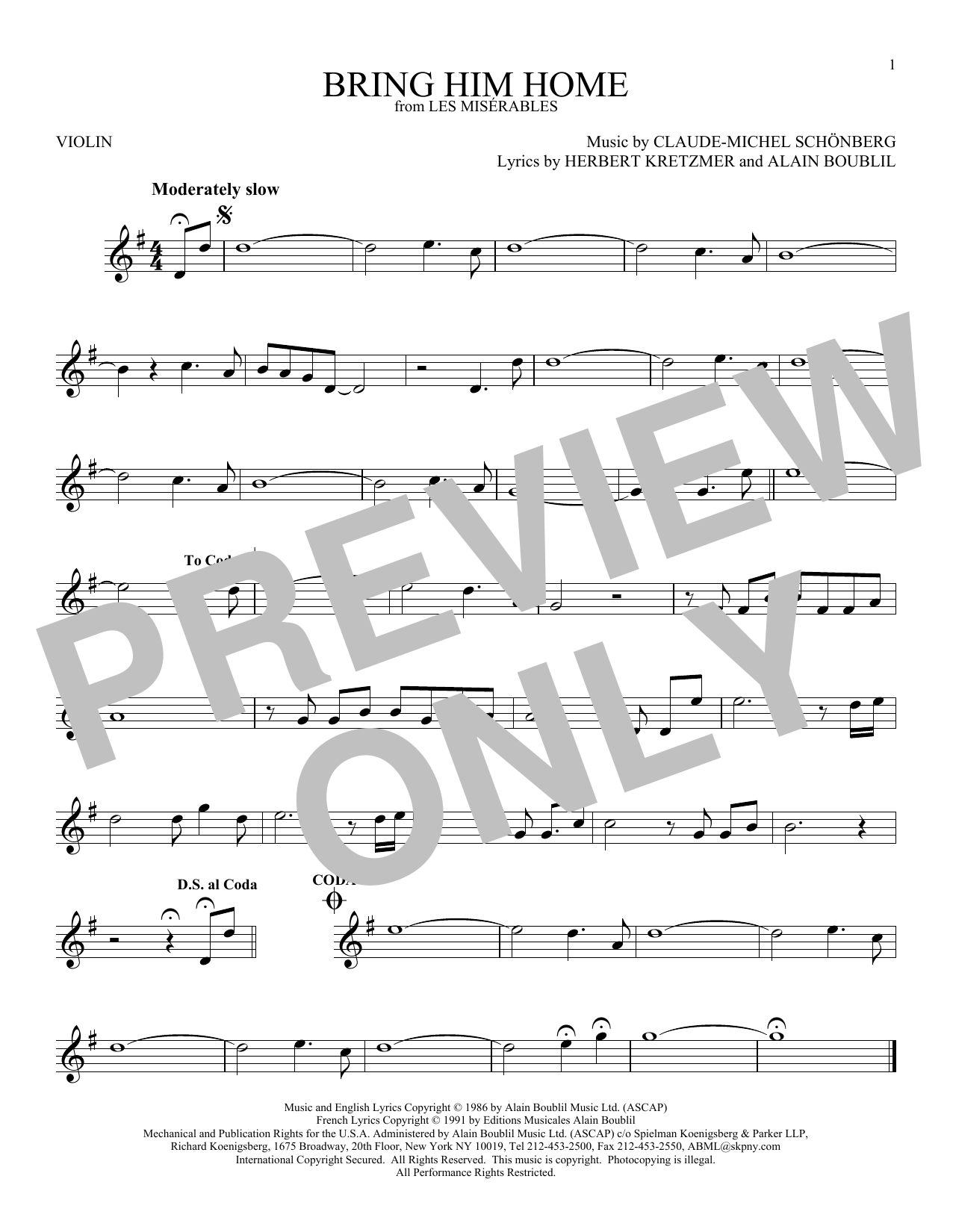Product gallery: Page 1 of 1 Bring Him Home, Claude-Michel Schonberg