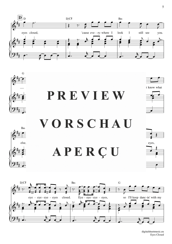 Product gallery: Page 6 of 8 Eyes Closed , Sheeran, Ed, Piano and Voice